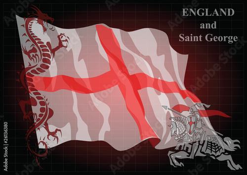 English Saint George fighting the mythical dragon