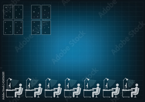 Background concept with a working late in the office theme