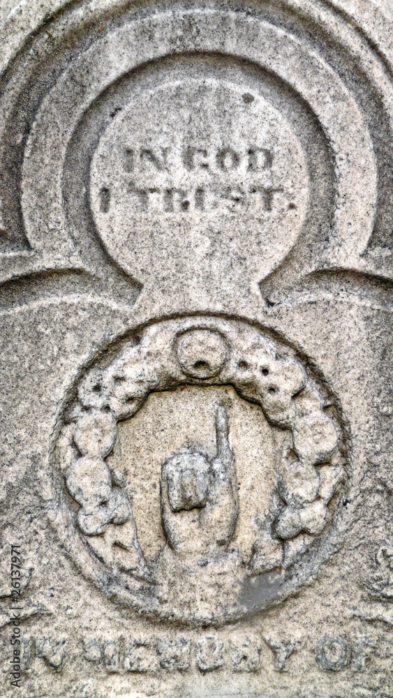 Nineteenth century gravestone detail hand pointing and epitaph