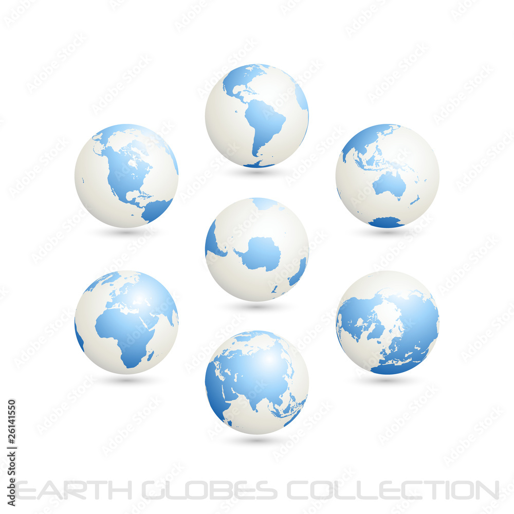 earth globes colection, white - blue earth globes colection, white - blue