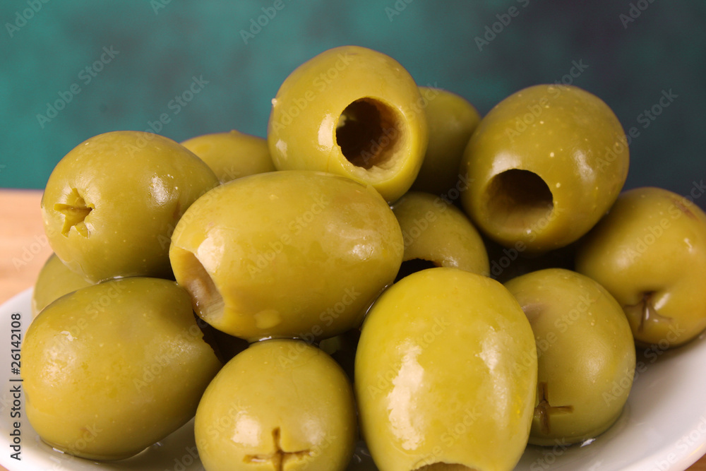 Green olives isolated on white Green olives isolated on white
