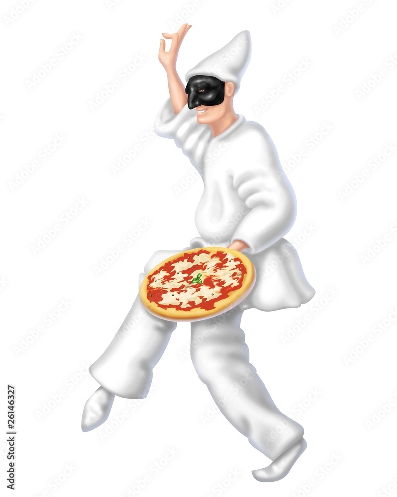 pulcinella con pizza Stock Illustration Adobe Stock