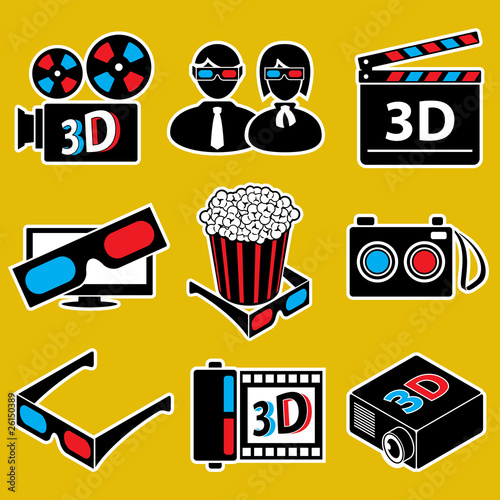 3d movie devices. icon set(vector, CMYK)