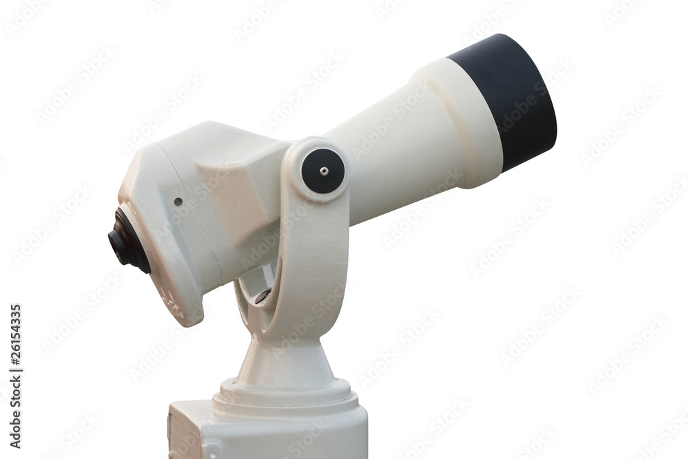 Tourist-type telescope. Isolated on white, with clipping path.