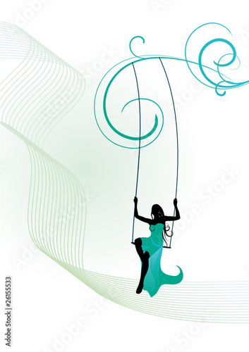 woman in green dress on swing 