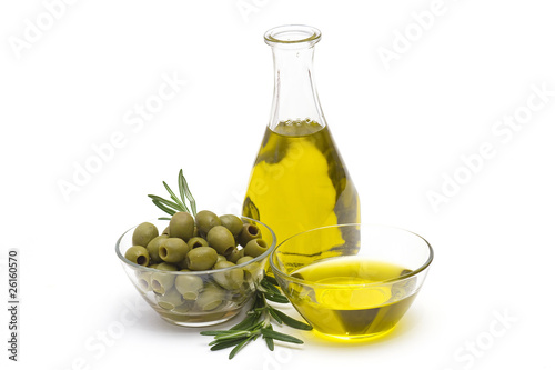 olive oil and green olives