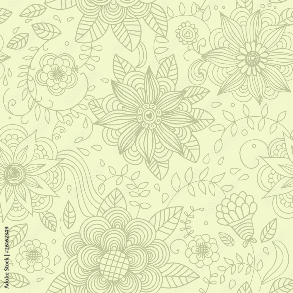 Seamless retro style background with flowers