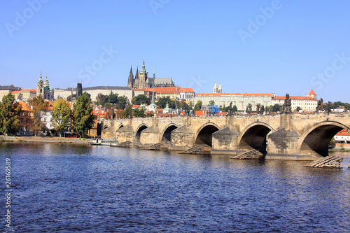 Autumn Prague gothic Castle with the Charles Bridge © Kajano