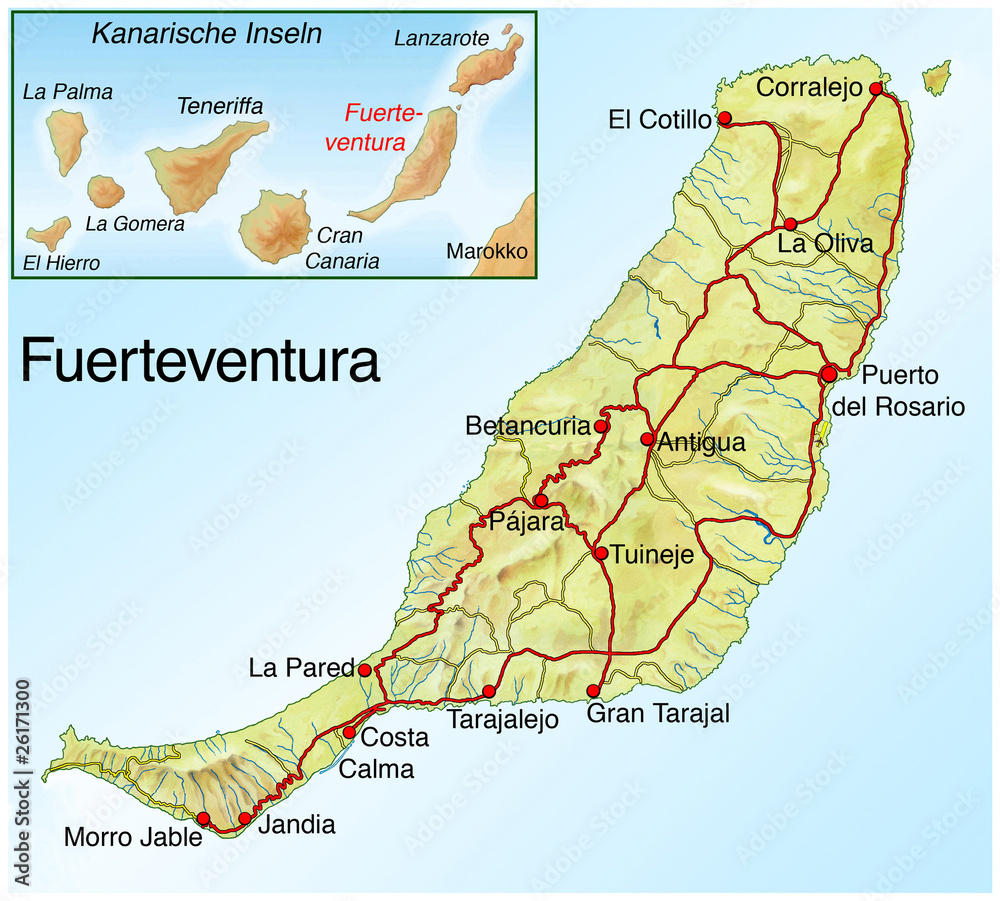 Landkarte von Fuerteventura Stock-Illustration | Adobe Stock