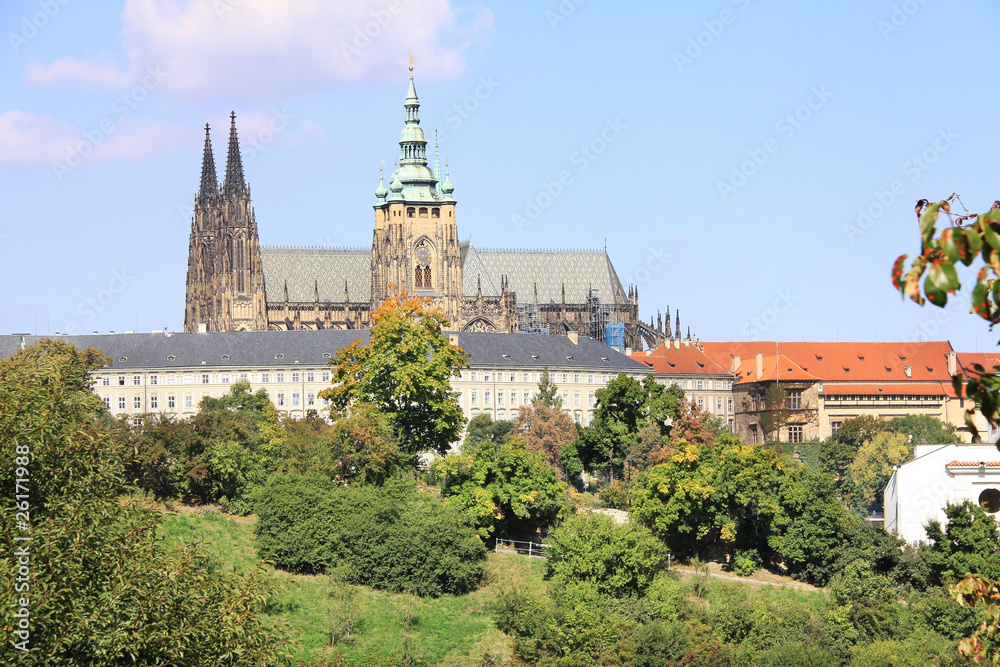 View on the autumn Prague gothic Castle