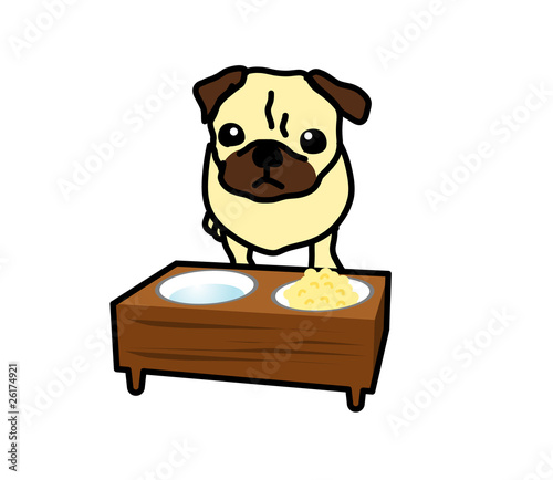 パグ　犬　ごはんの時間