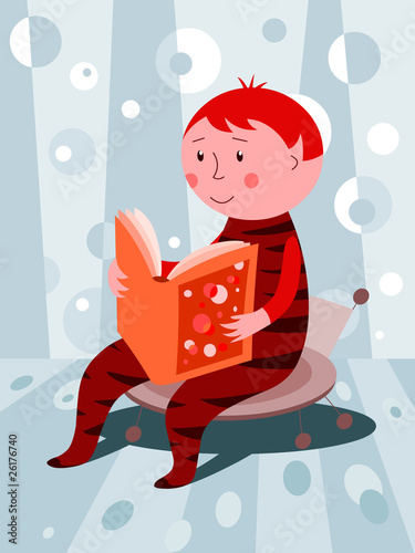 Kid reading a book