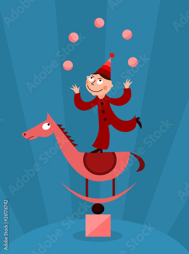 Acrobat juggling with balls