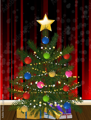 Decorated Christmas tree and presents