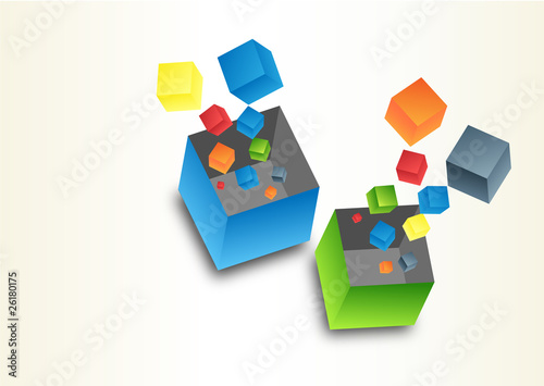 Abstract background exploding 3d cubes.