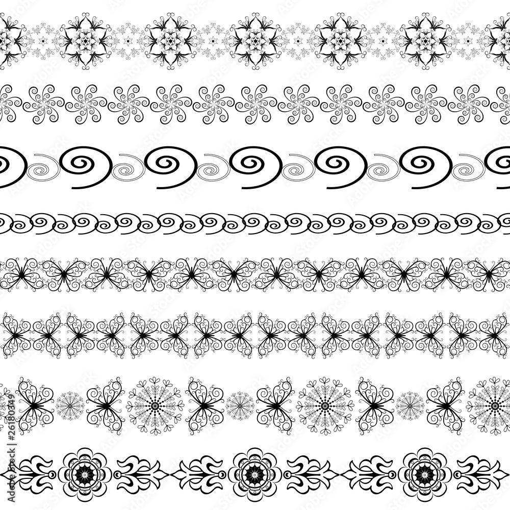 Fototapeta premium Black and white seamless borders