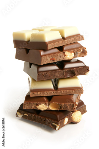 Stack of chocolate pieces