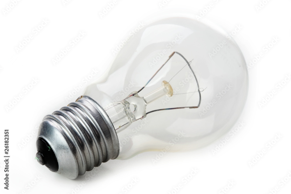 Clear light bulb with filament showing Clear light bulb with filament showing