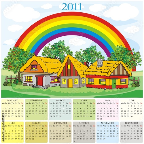 calendar 2011 village and rainbow