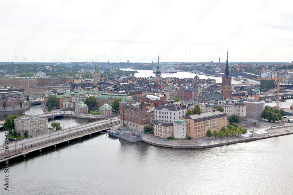 Aerial view of the old town Stockholm Sweden