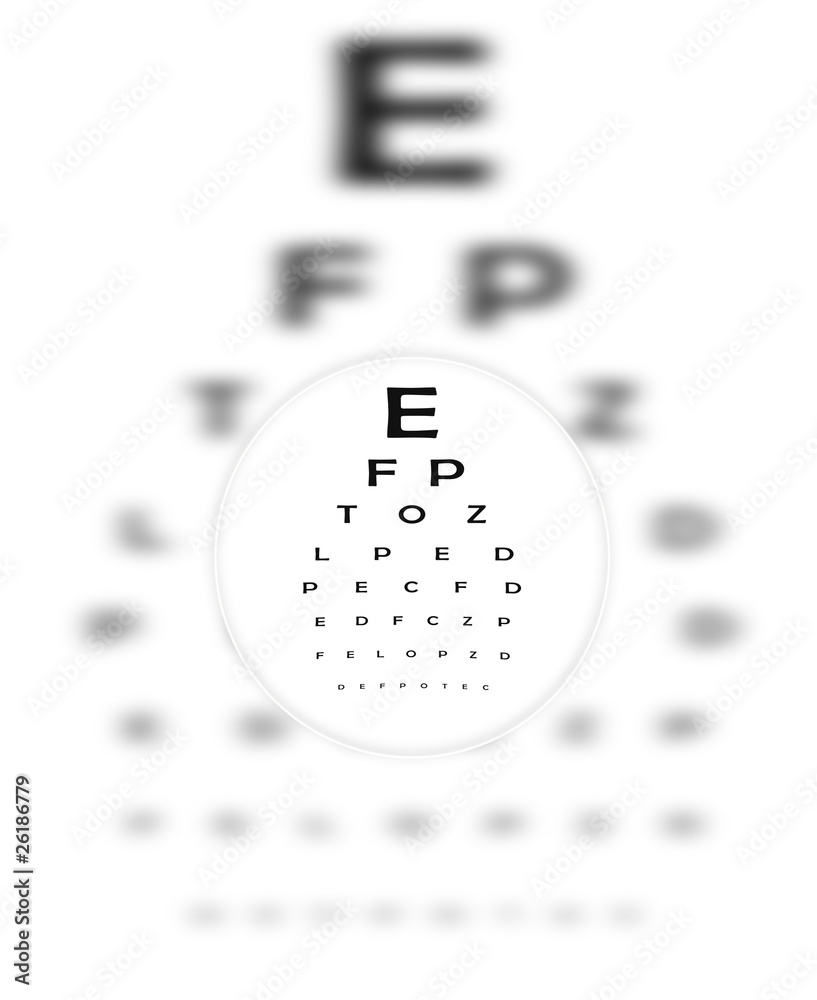 Corrective Contact Lense Focuses Eye Chart Letters Clearly