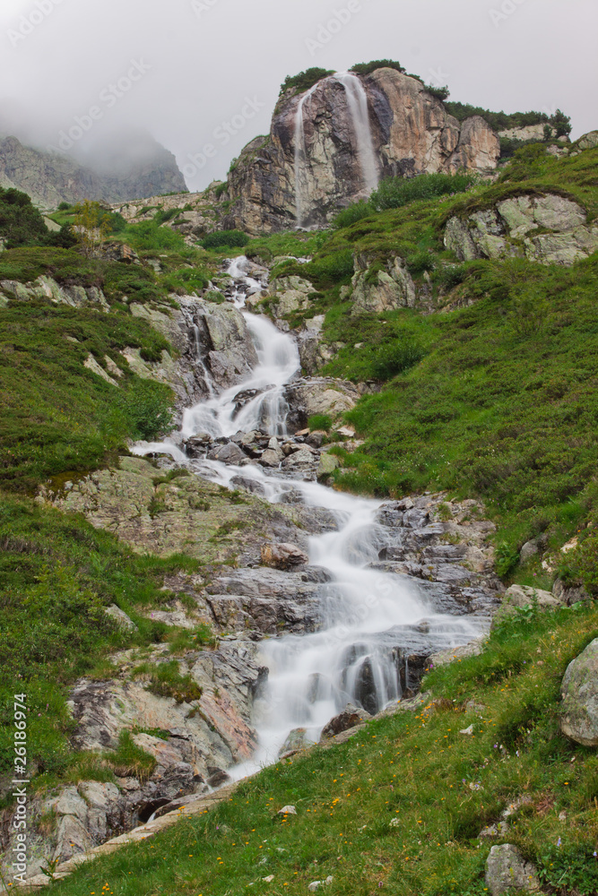 Waterfall in green nature