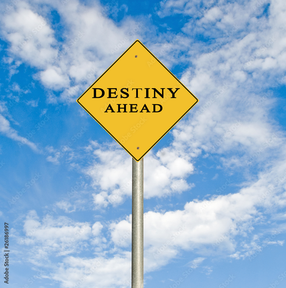 Road sign to destinity