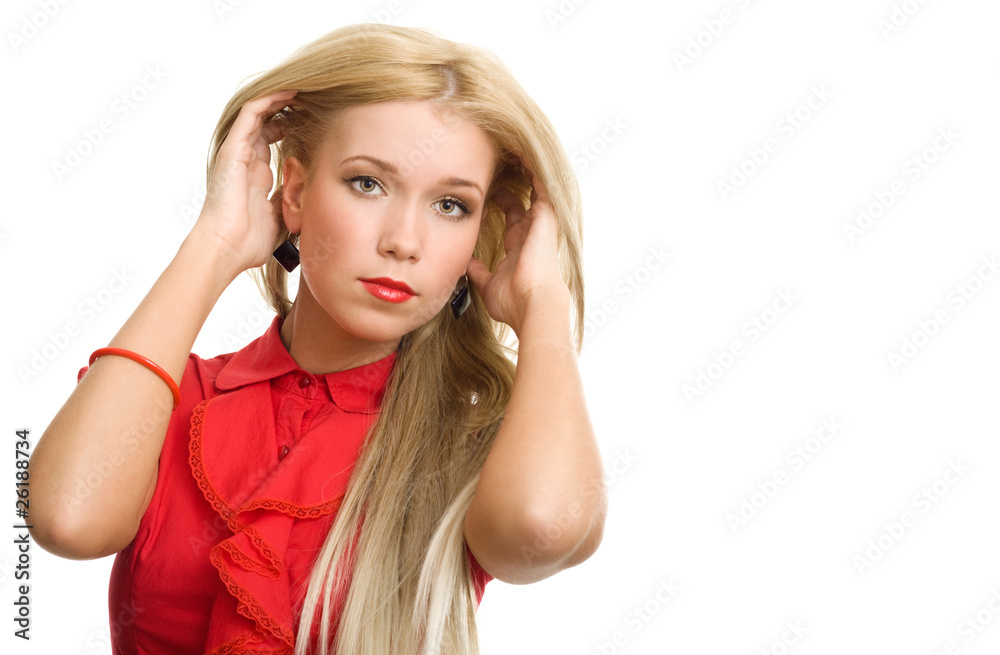 beautiful blonde woman portrait on white background beautiful blonde woman portrait on white background