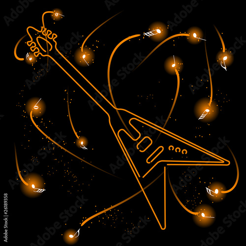 Neon guitar with sparks