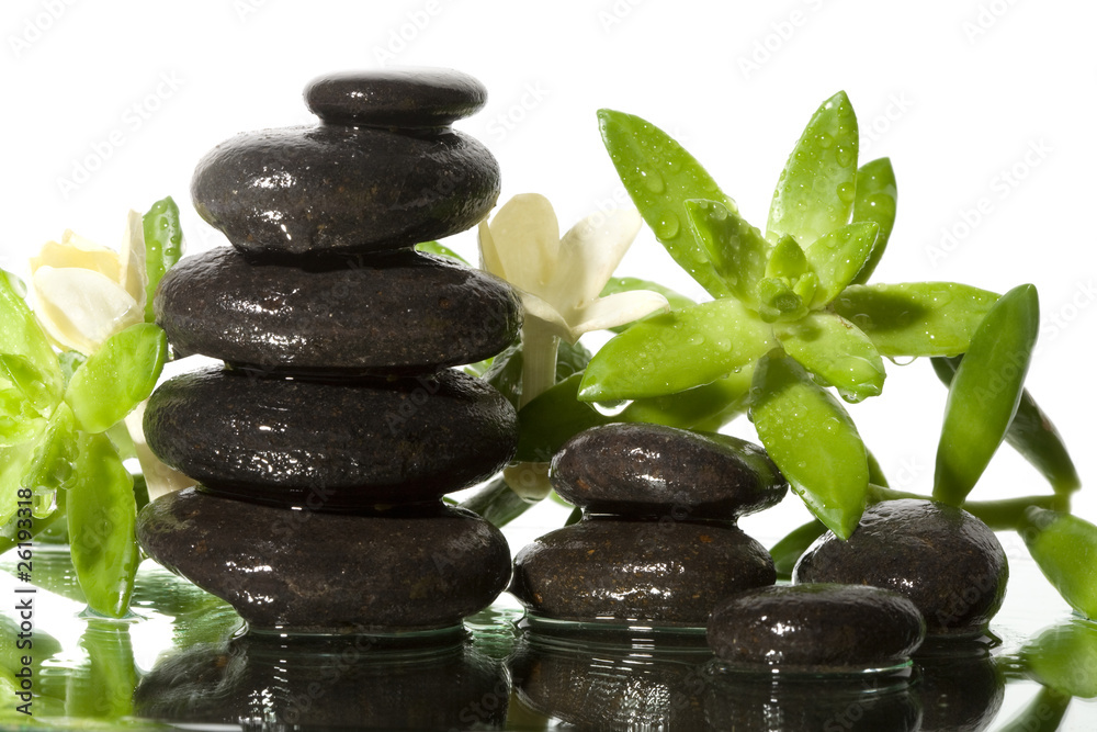 Spa still life with black stones Spa still life with black stones