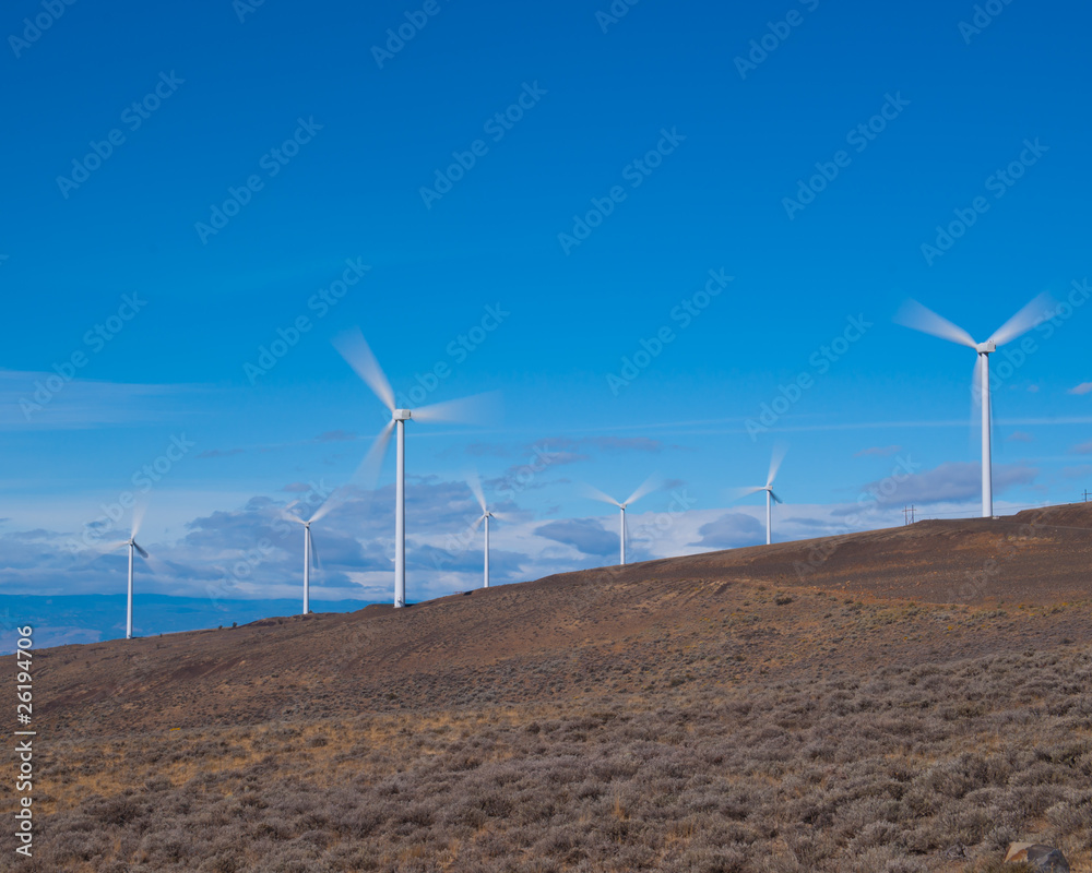 Wind turbines with fast moving blades under strong gust Wind turbines with fast moving blades under strong gust