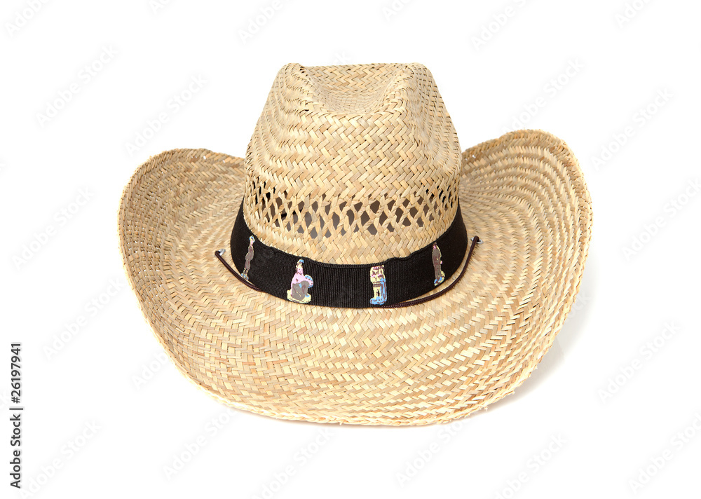 reed western hat over white background