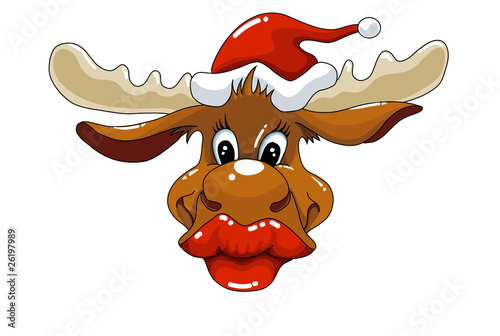 Elch mit Weihnachtsmütze
