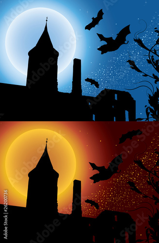 Bats in the ruins, two variants