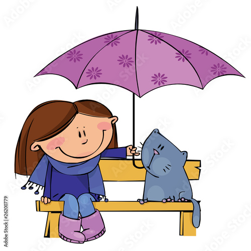 Little girl with cat