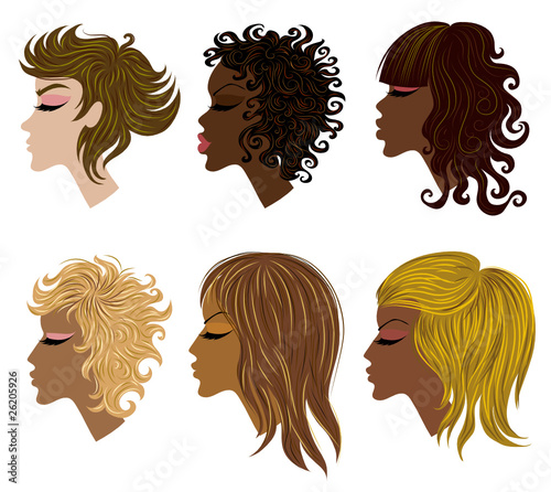 set of trendy hair styling for woman