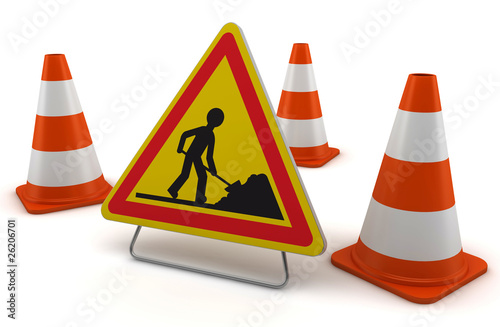 Signalisation de chantier sur fond blanc 1