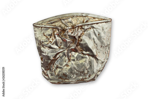 Obraz na plátně Tin can crushed with clipping path