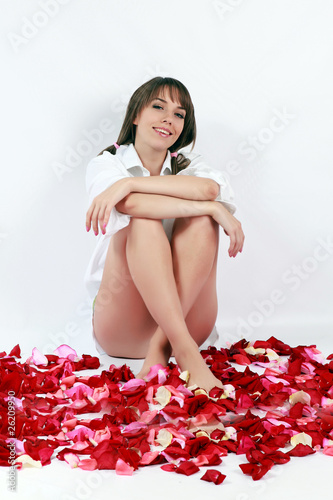 girl in rose petals