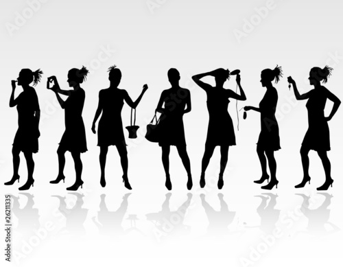 beautiful girl silhouette with a variety of subjects