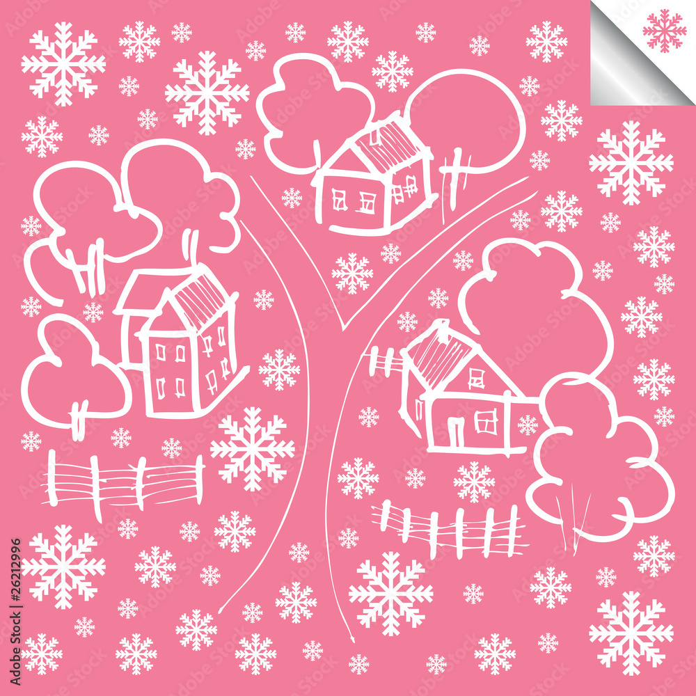 Vector winter house background