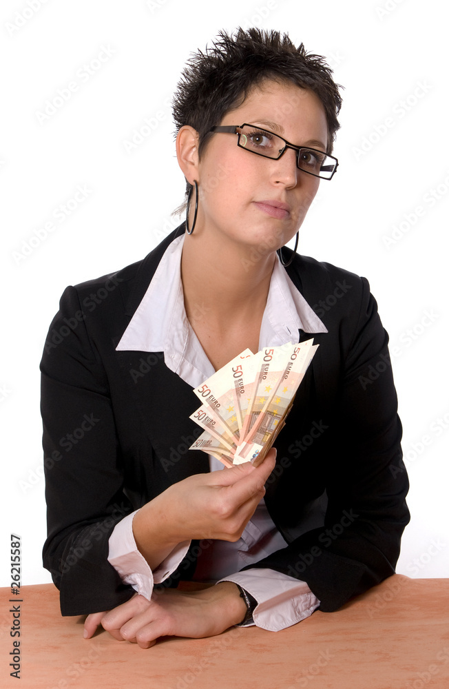 femme d'affaire et la liasse de billets