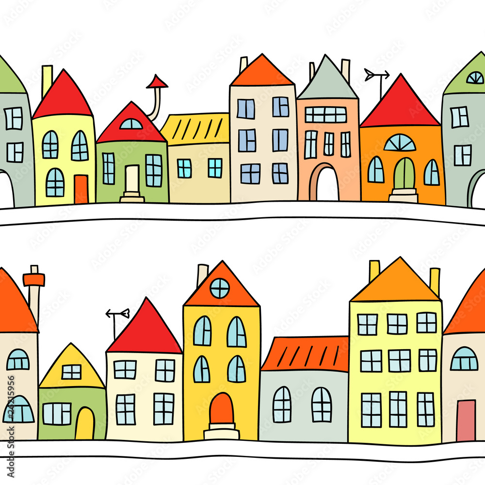 Seamless vector background with houses
