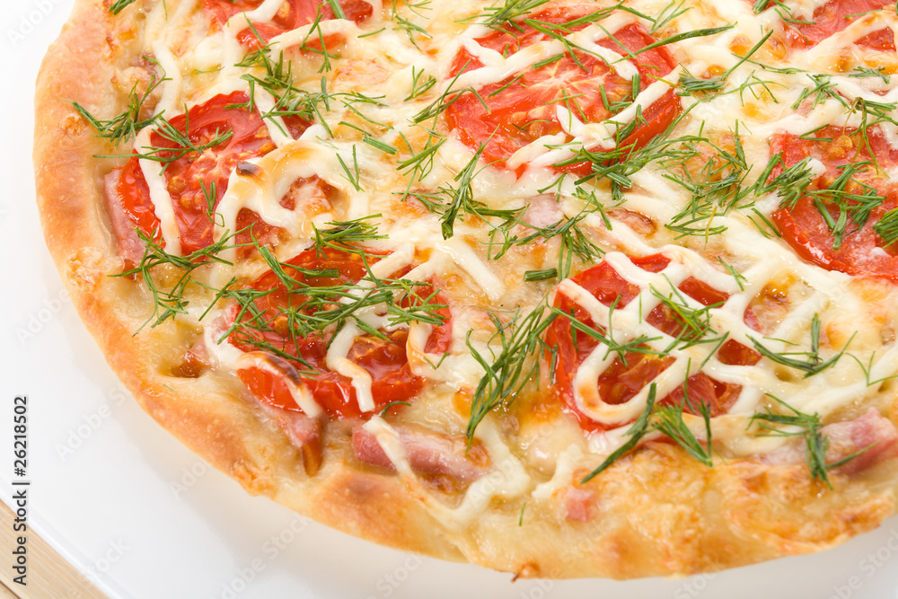 close-up prepared pizza on plate