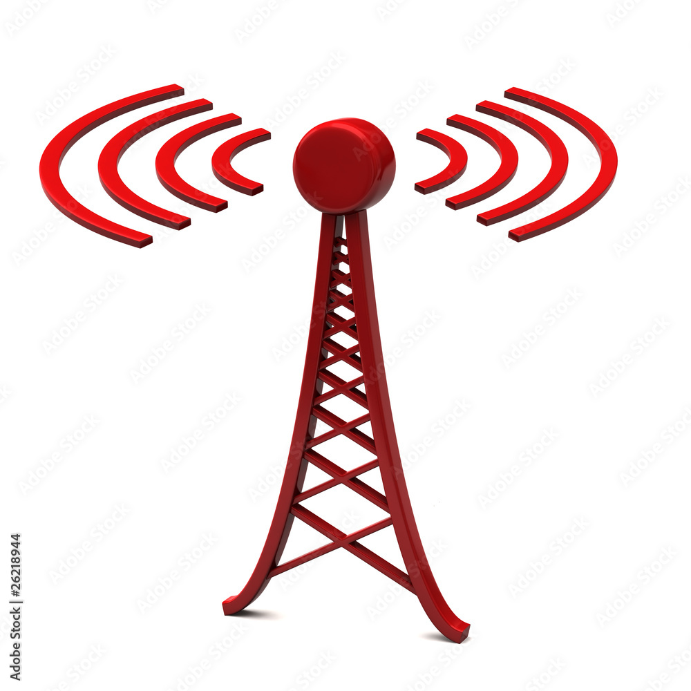 Tower with radio waves Tower with radio waves