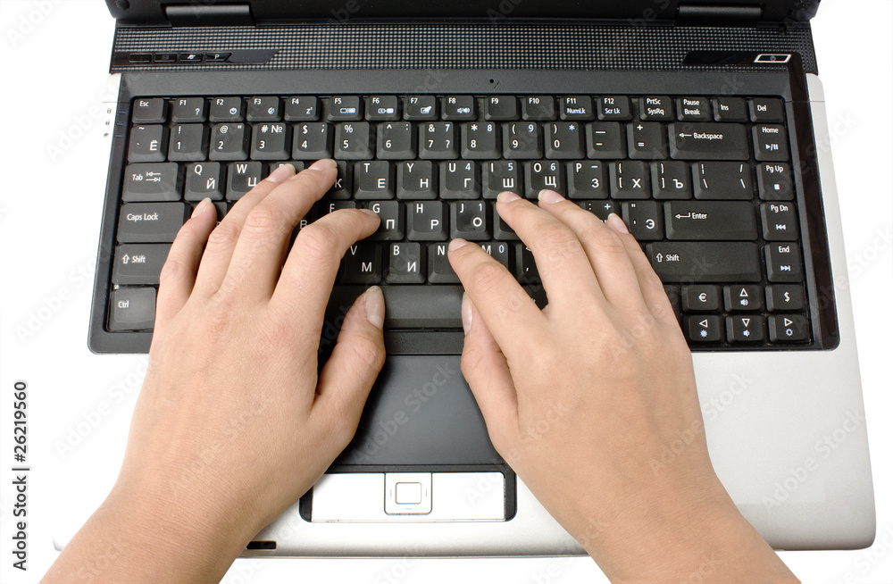 laptop and hands