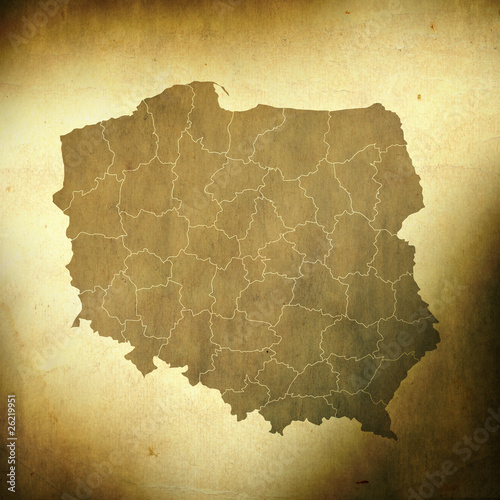 Poland map on grunge background