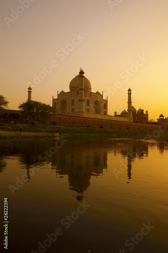 Taj Mahal sunset reflection, Yamuna River. © davidevison