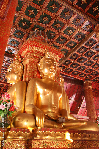 Beautiful golden Buddha statue in Thailand