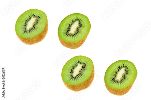 cut kiwi fruit on white